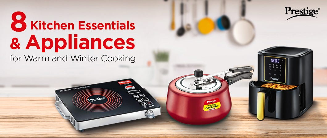 8 Kitchen essentials and appliances, including an induction cooktop, pressure cooker, and air fryer, for warm and winter cooking